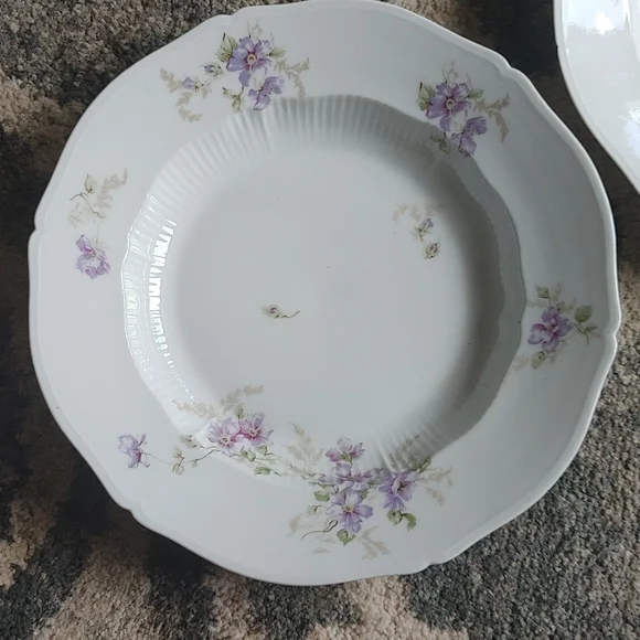 Vintage China Dish Set Bowls Set Of Two Ivory Purple Floral